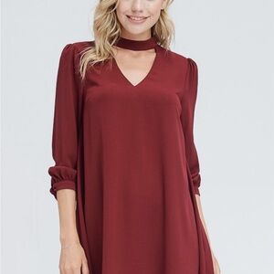 Elegant Burgundy Chiffon Dress